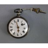 SPINDELTASCHENUHR / pocket watch, 2. Hälfte 19. Jh., offene Form, Silbergehäuse mit Acrylglas.