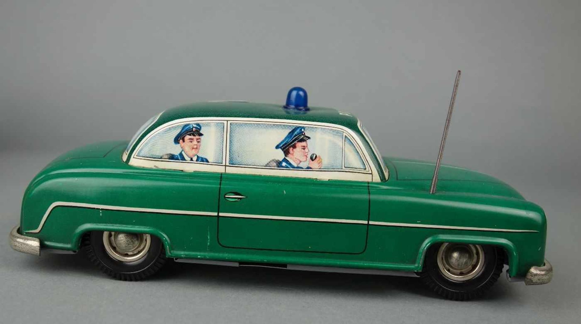 BLECHSPIELZEUG / FAHRZEUG: Polizeiauto, tin toy police car, Mitte 20. Jh., Manufaktur Blomer & - Image 5 of 7