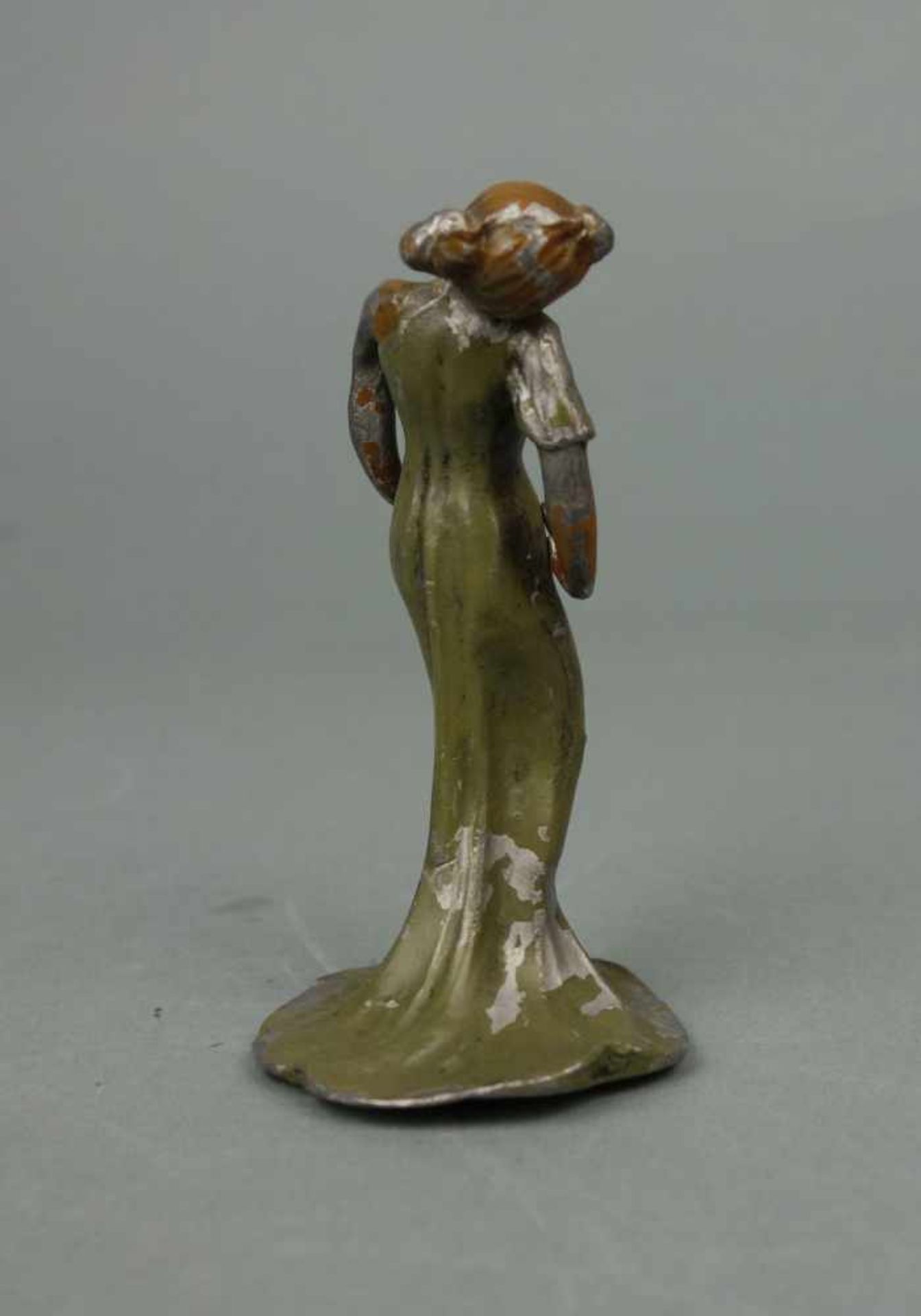 JUGENDSTIL - FIGUR "Tänzerin" / art nouveau pewter figure, Zinn, unter dem Stand gemarkt mit "Kessel - Image 3 of 4