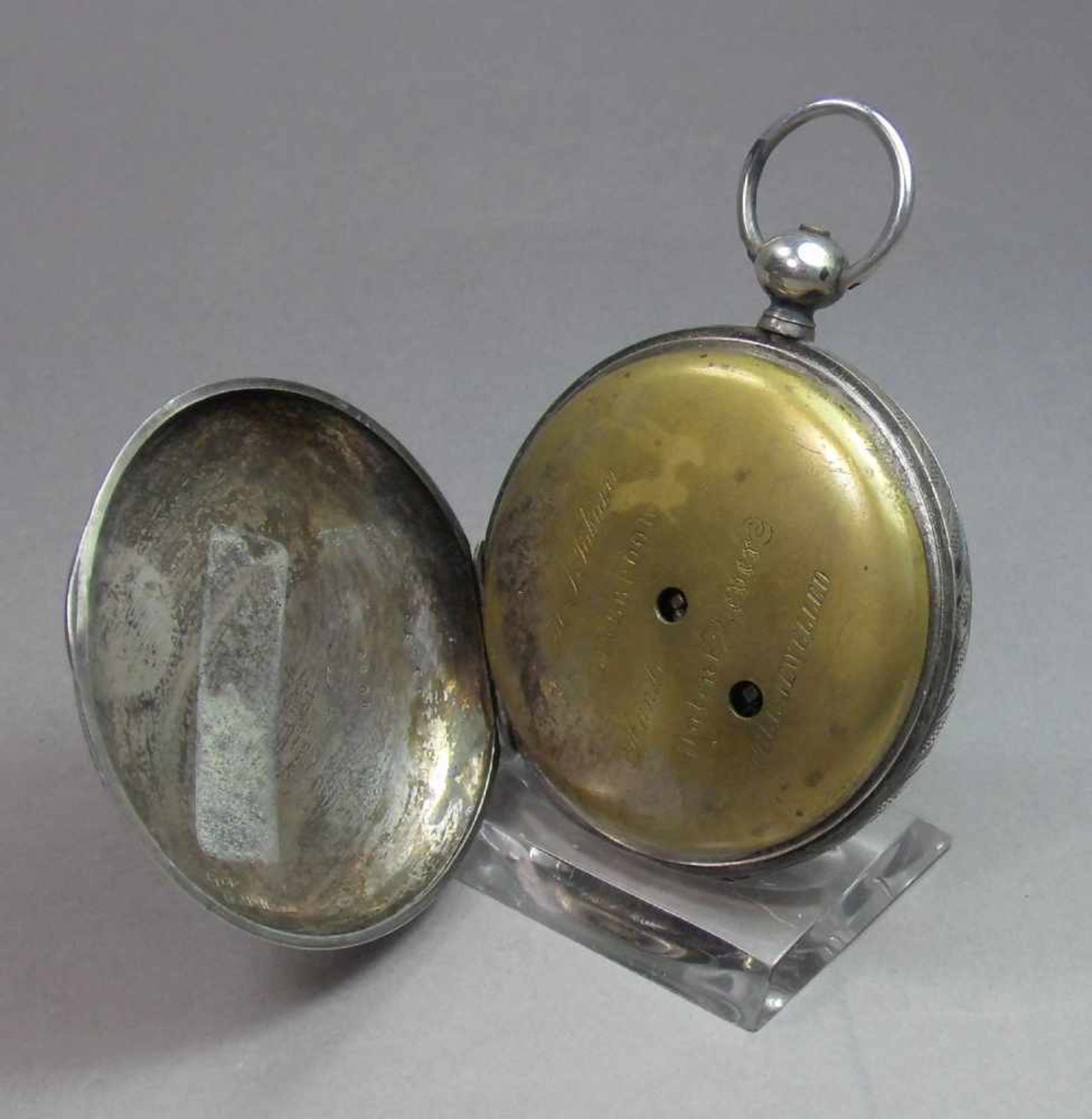 ENGLISCHE HALBSAVONETTE / SPRUNGDECKEL-TASCHENUHR / half hunter pocket watch, wohl 1. H. 19. Jh., - Image 10 of 12