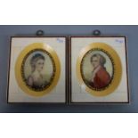 PAAR MINIATUREN IM BEINRAHMEN / a pair of small tempera paintings: "Wolfgang Amadeus Mozart" und