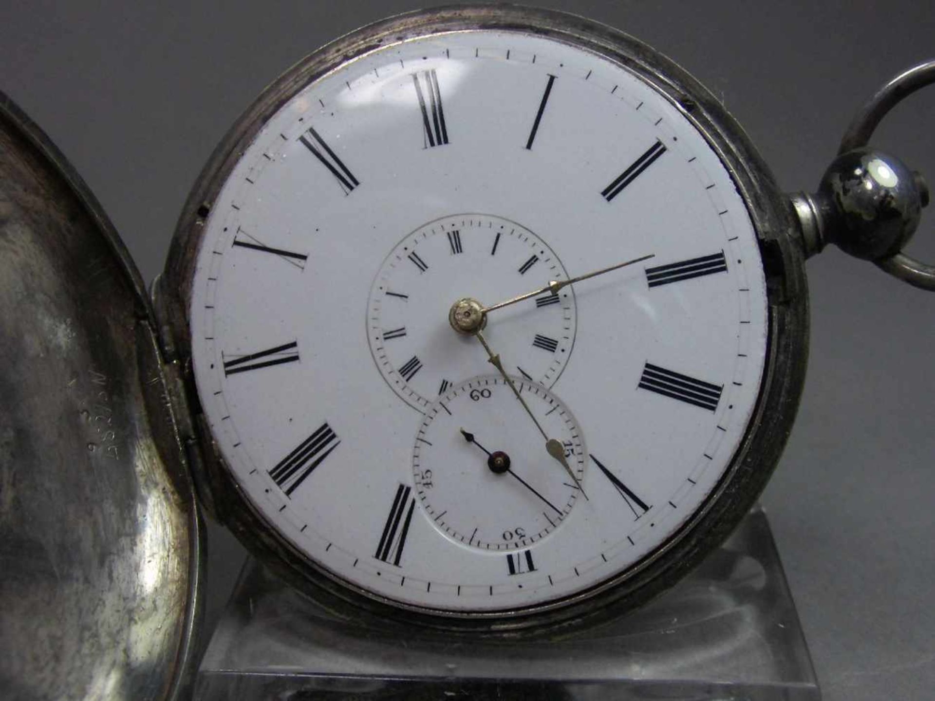 ENGLISCHE HALBSAVONETTE / SPRUNGDECKEL-TASCHENUHR / half hunter pocket watch, wohl 1. H. 19. Jh., - Image 9 of 12