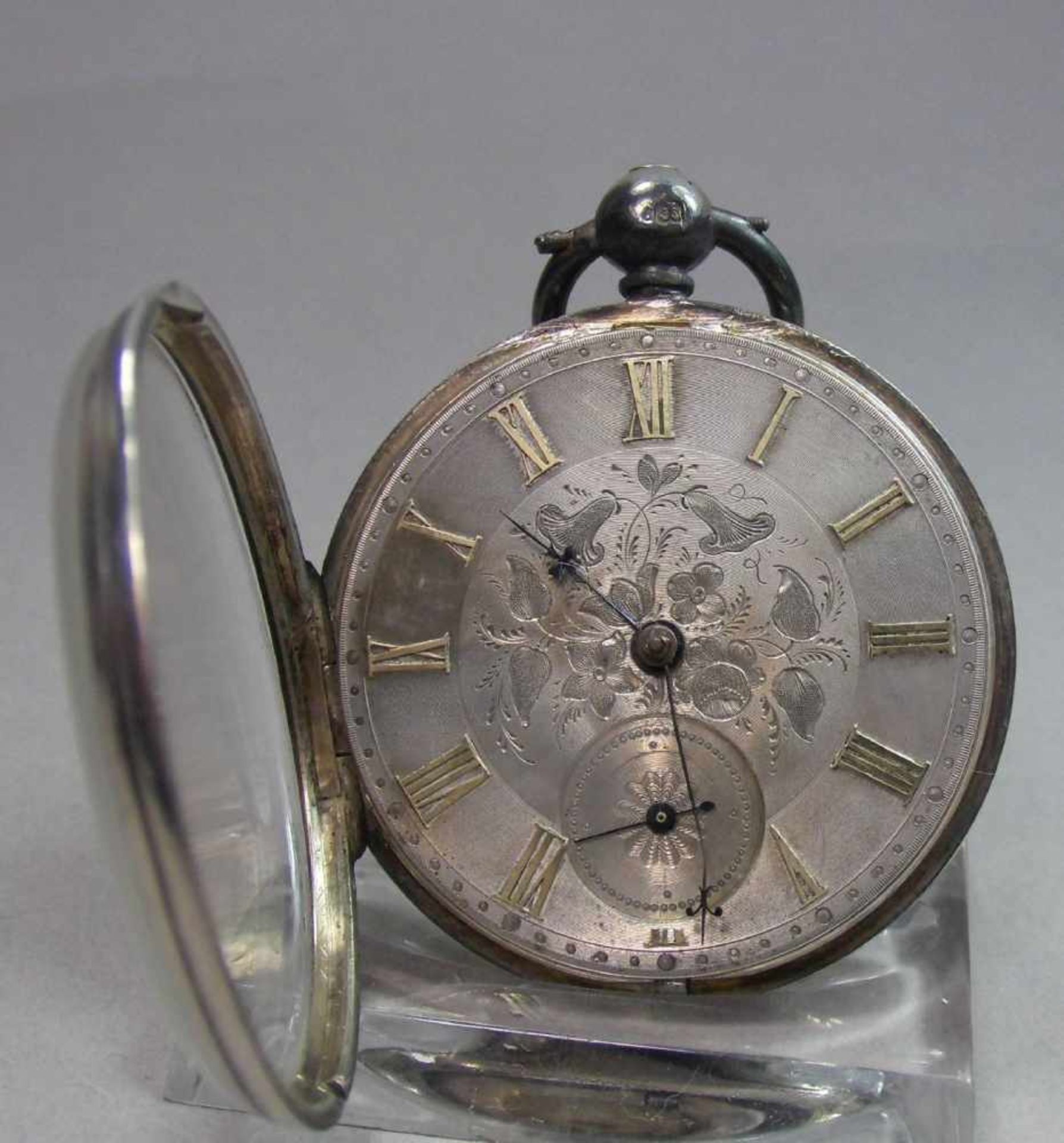 ENGLISCHE SCHLÜSSELTASCHENUHR / TASCHENUHR / open face pocket watch, 19. Jh., Consular Case / - Image 5 of 9