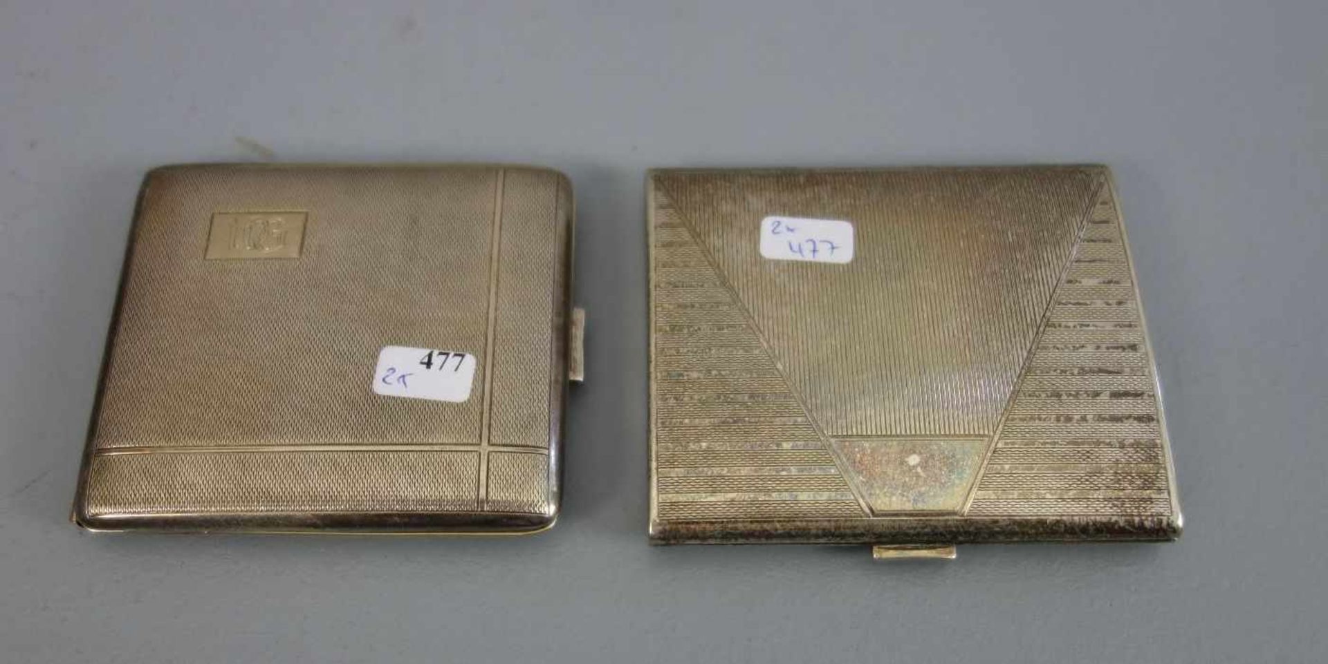 ZWEI ZIGARETTEN-ETUIS / VISITENKARTEN-ETUIS / two cigarette cases, Alpacca, 1. H. 20. Jh..