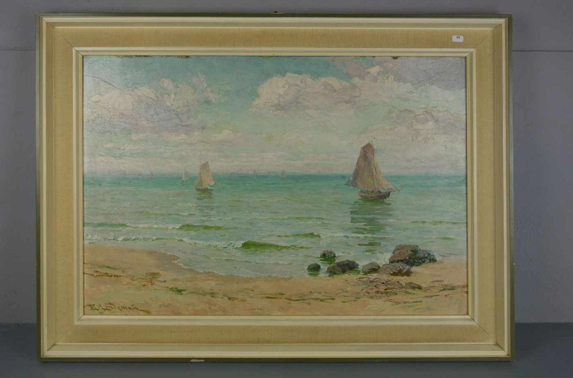 LINDEMANN, EMIL (Warschau 1864-1945 Ozorków), Gemälde / painting: Seestück / Küstenlandschaft mit