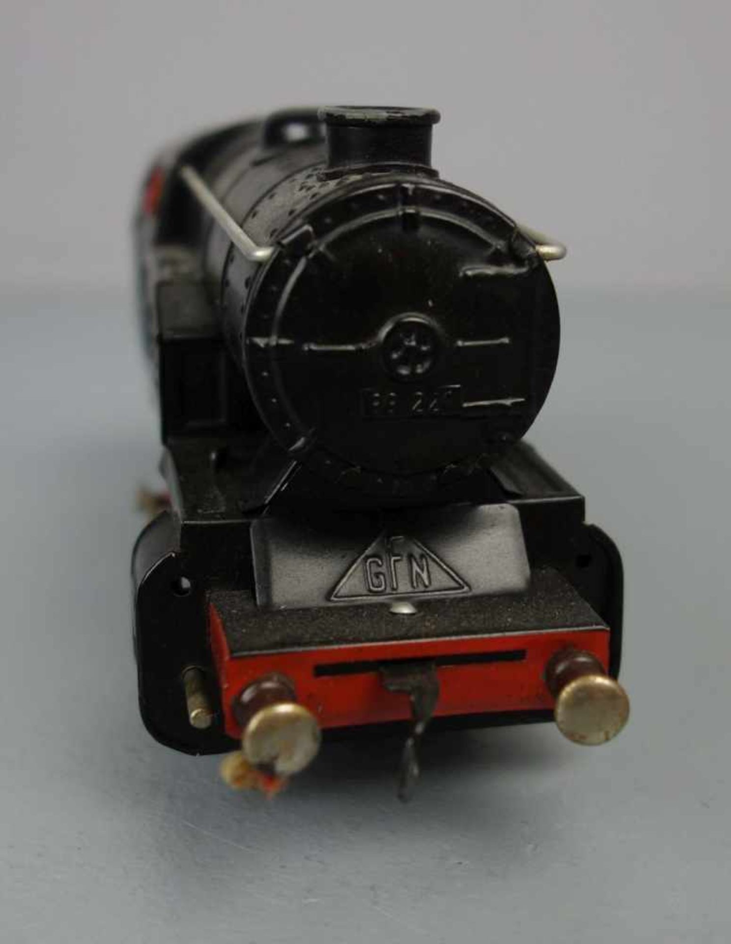 BLECHSPIELZEUG / EISENBAHN-SET: Dampflok-Set im Karton / tin toy railway, um 1950, Manufaktur - Bild 11 aus 12