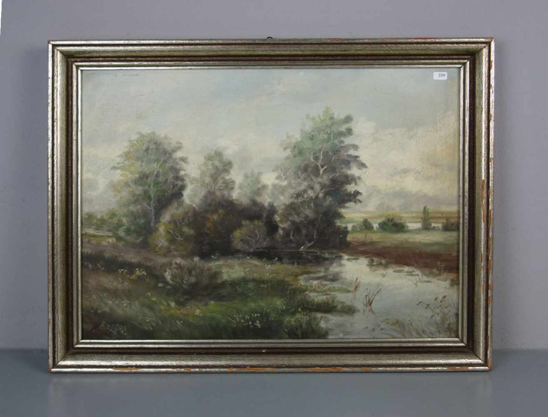 JANSSEN, H. (19./20. Jh.), Gemälde / painting: "Moorlandschaft", Öl auf Platte / oil on artist's