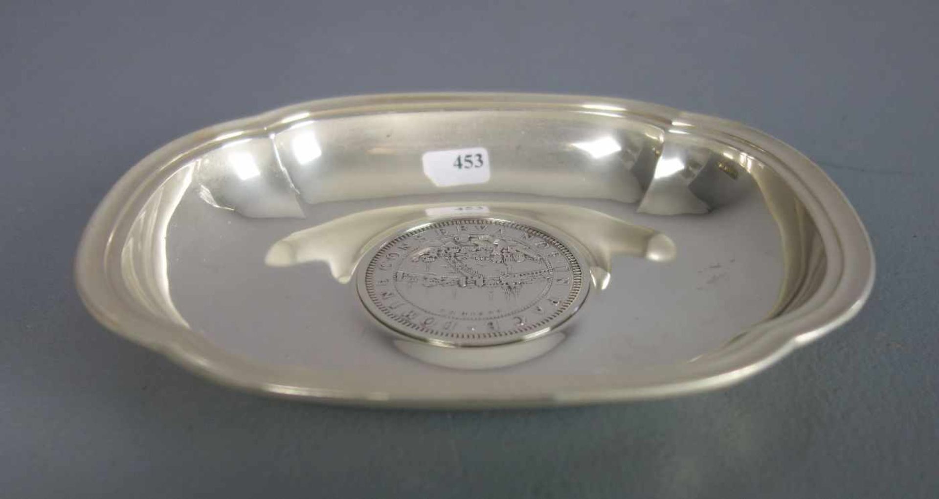 MÜNZSCHALE / KONFEKTSCHALE / coin-bowl, 20. Jh., 925er Silber (159 Gramm). Gemarkt mit