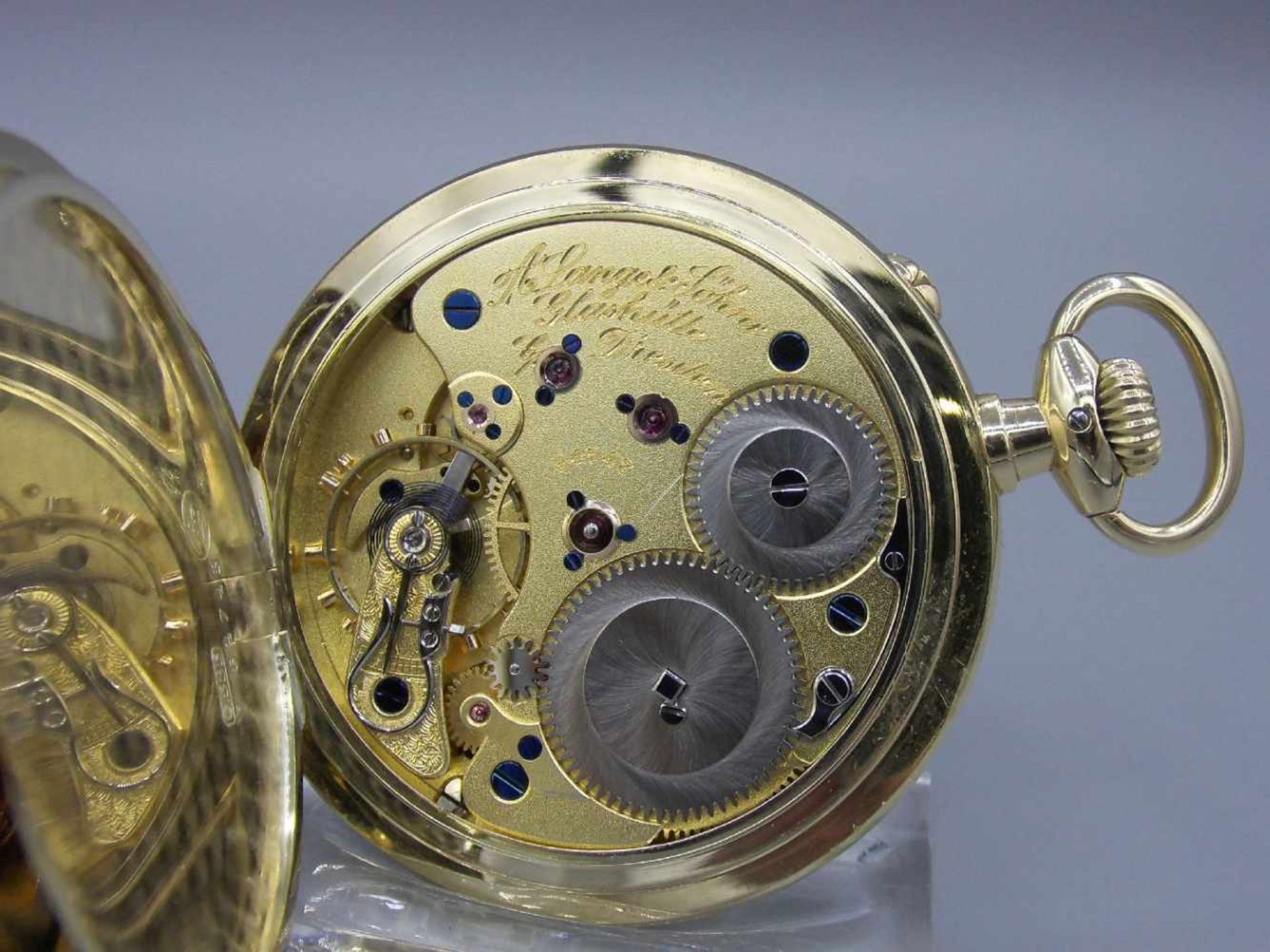 SELTENE HOCHFEINE GOLDENE PRÄZISIONSTASCHENUHR DER MANUFAKTUR A. LANGE & SÖHNE / BEOBACHTUNGSUHR / - Bild 8 aus 11