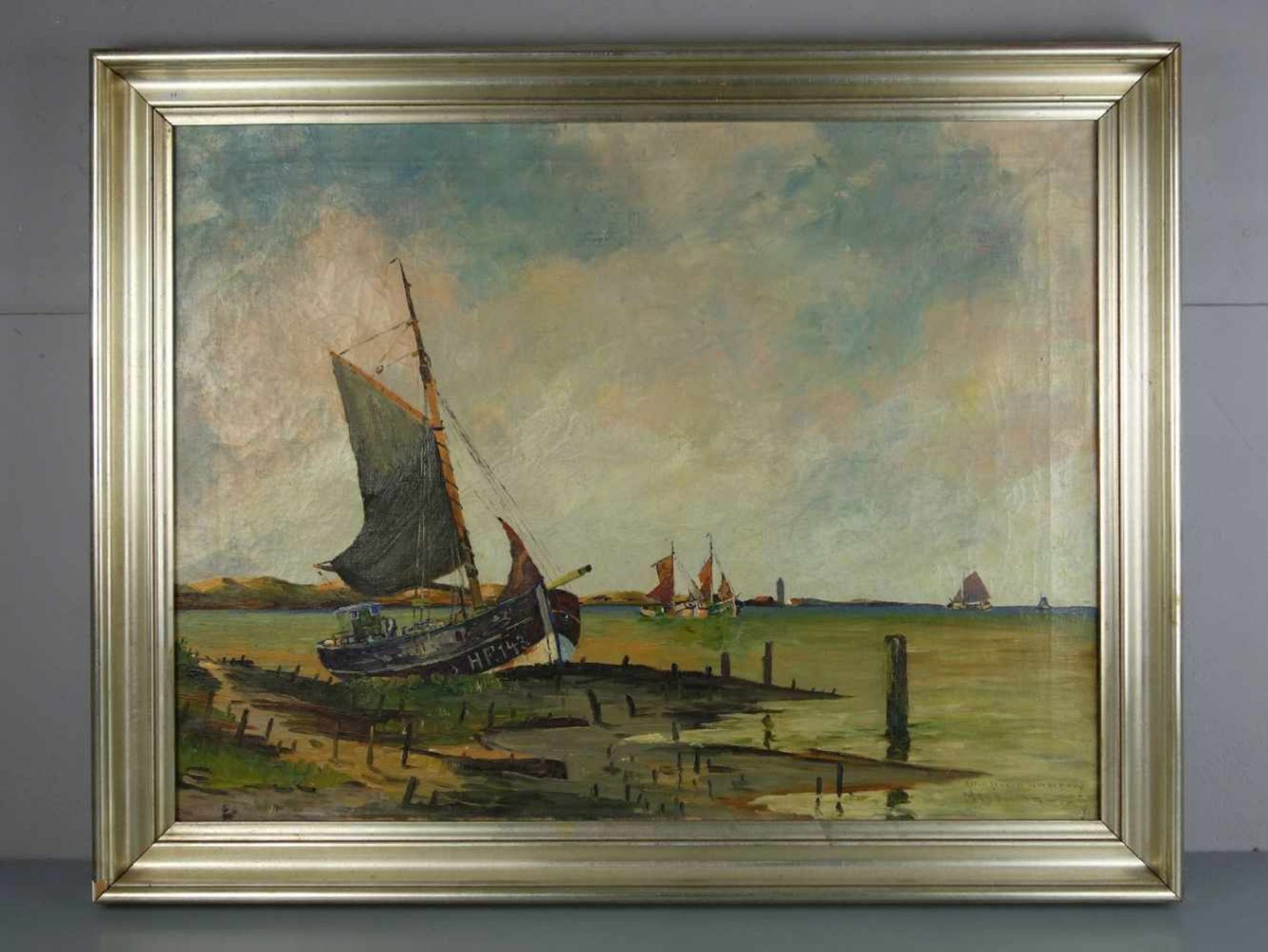MINDERMANN, HEINZ (Bremen 1872-1959 Norderney), Gemälde / painting: "Alter Hafen Norderney", Öl