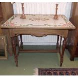 JUGENDSTIL - TISCH MIT FLIESENSPIEGEL / art nouveau table with tiles, um 1900. Profilierter