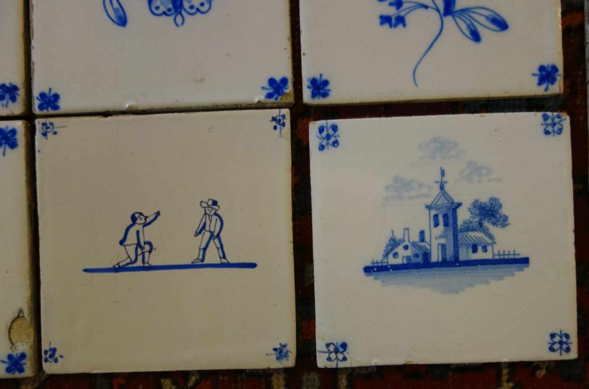 KONVOLUT VON 15 HOLLÄNDISCHEN FLIESEN / sog. DELFTER FLIESEN / DELFTER KACHELN / delft tiles, 19. - Bild 6 aus 9