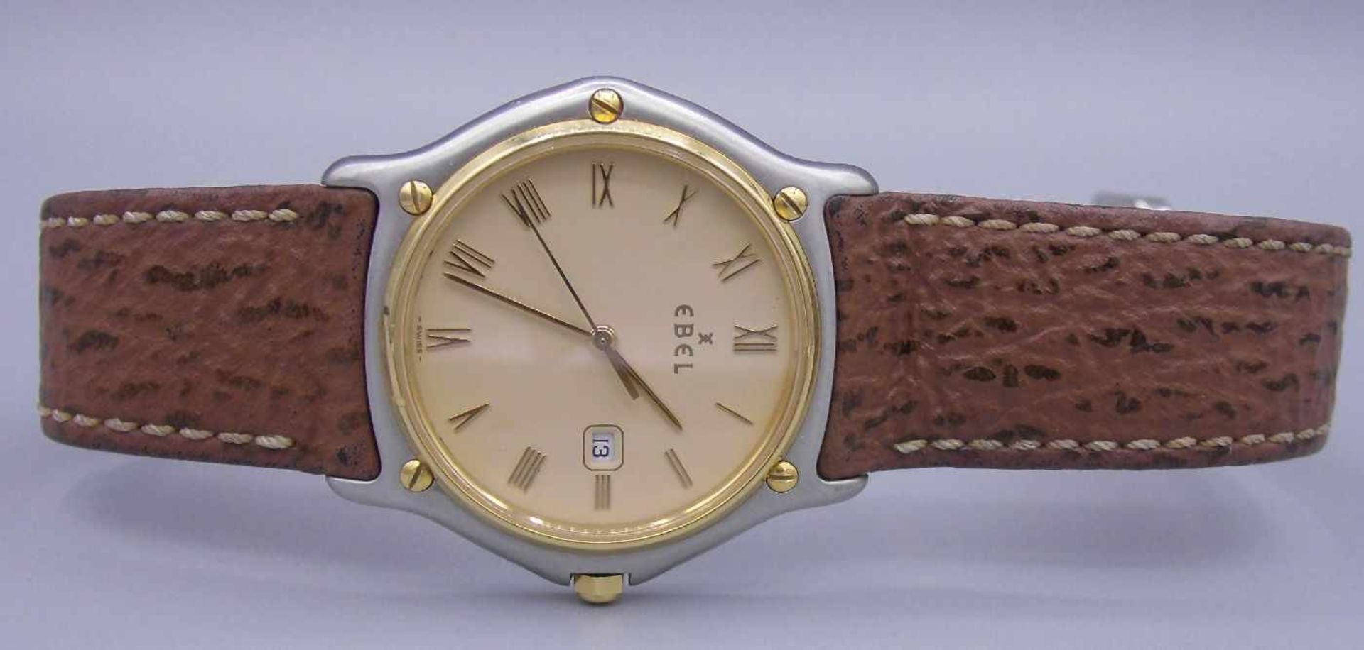 ARMBANDUHR / wristwatch, Quarz, Manufaktur Ebel SA / Schweiz. Mehreckiges Edelstahlgehäuse mit - Bild 2 aus 8