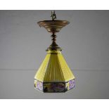 JUGENDSTIL - DECKENLAMPE / art nouveau lamp, um 1900. Profilierte und bronzierte Metallmontur mit