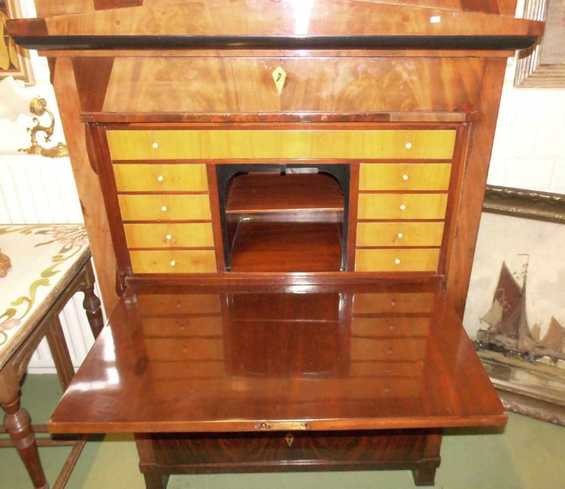 BIEDERMEIER - SEKRETÄR / desk / secretary, Mahagoni mit ebonisierten Partien und - Bild 3 aus 4