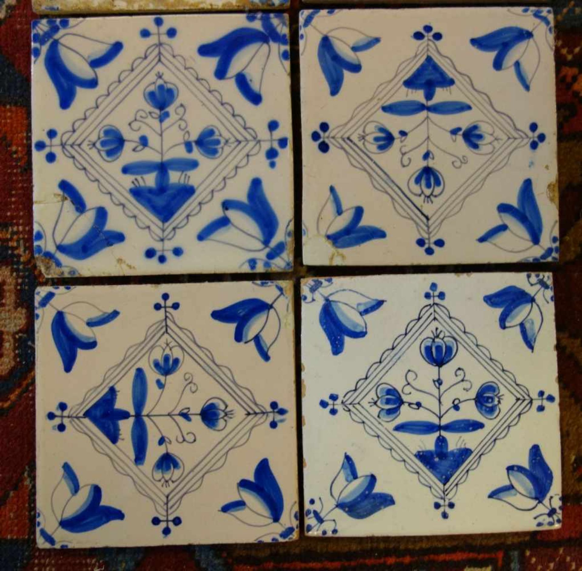 KONVOLUT VON 6 HOLLÄNDISCHEN FLIESEN / sog. DELFTER FLIESEN / DELFTER KACHELN / delft tiles, wohl - Bild 3 aus 6