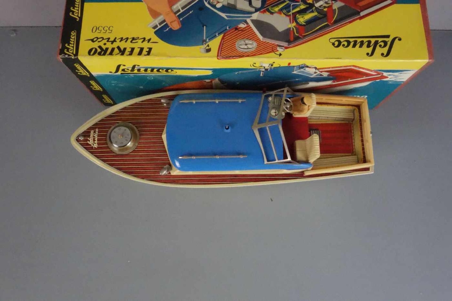 BLECHSPIELZEUG / SCHIFF / BOOT: Schuco Elektro Nautico / tin toy boat, Mitte 20. Jh., Manufaktur - Bild 4 aus 4