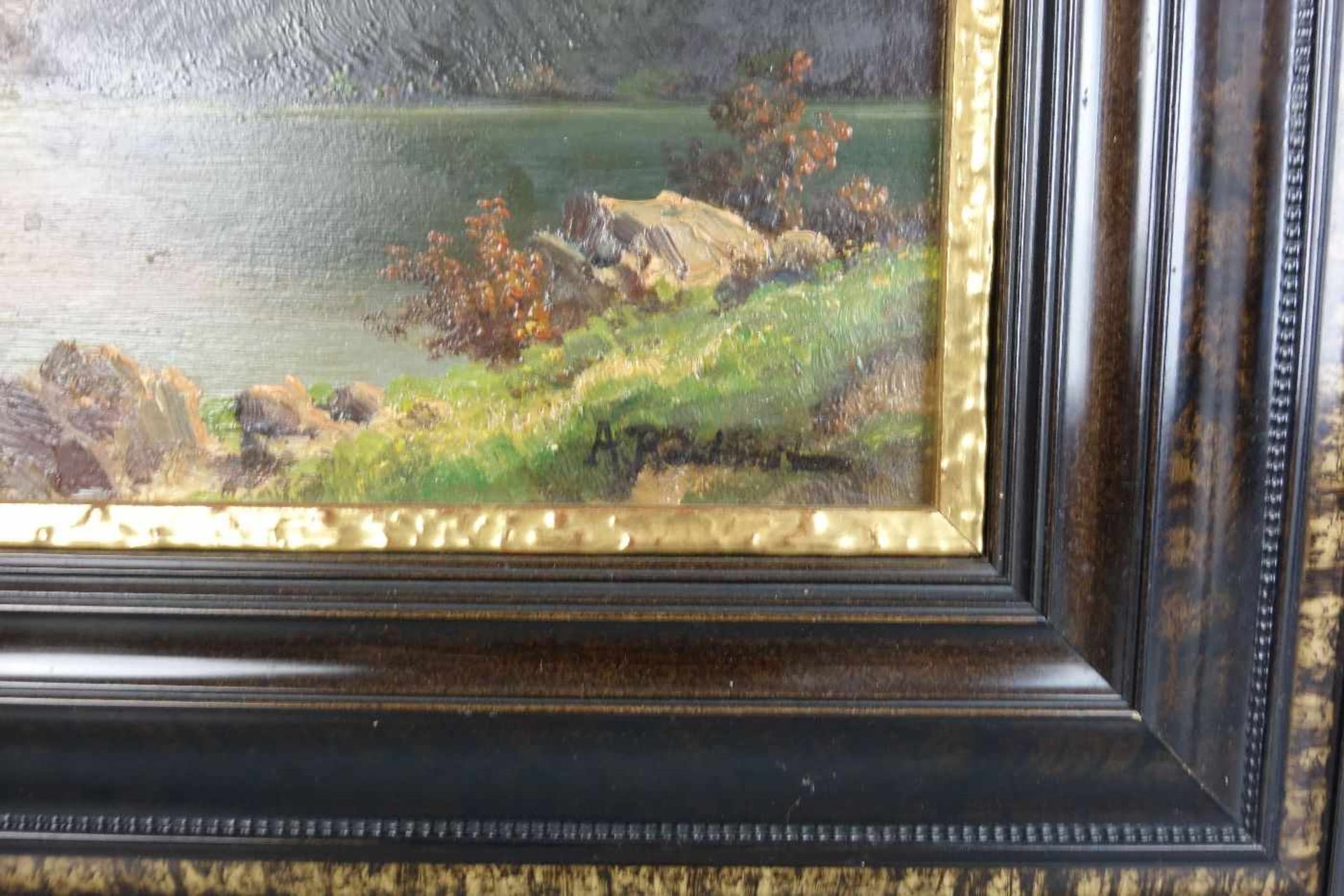 REINHARDT, ALEXANDER (1888-1958), Gemälde / painting: "Gebirgssee", Öl auf Malkarton / oil on - Bild 2 aus 3