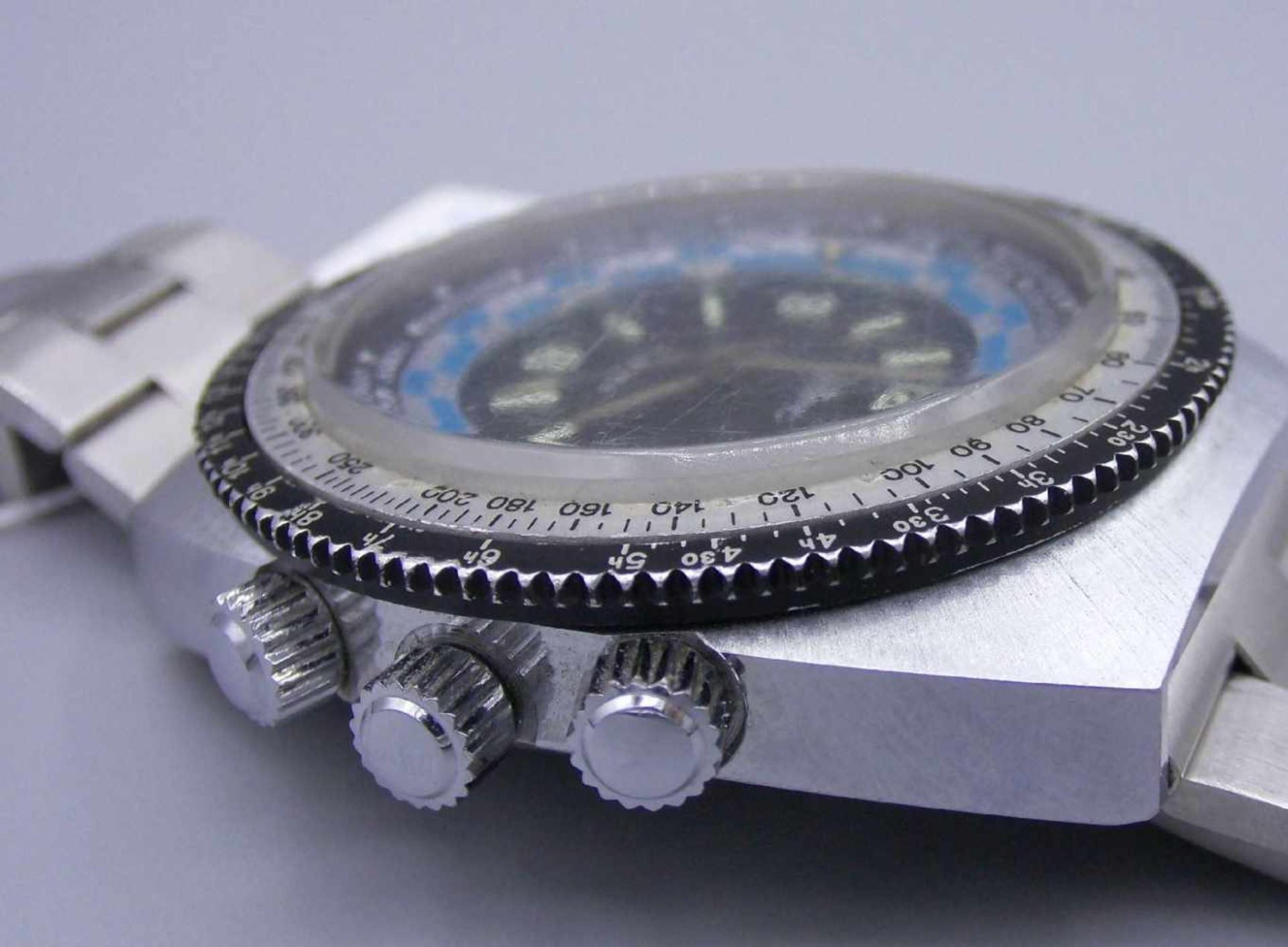 VINTAGE ARMBANDUHR : Tempic Weltzeituhr / wristwatch, mechanisches Werk. Edelstahlgehäuse an - Bild 6 aus 8