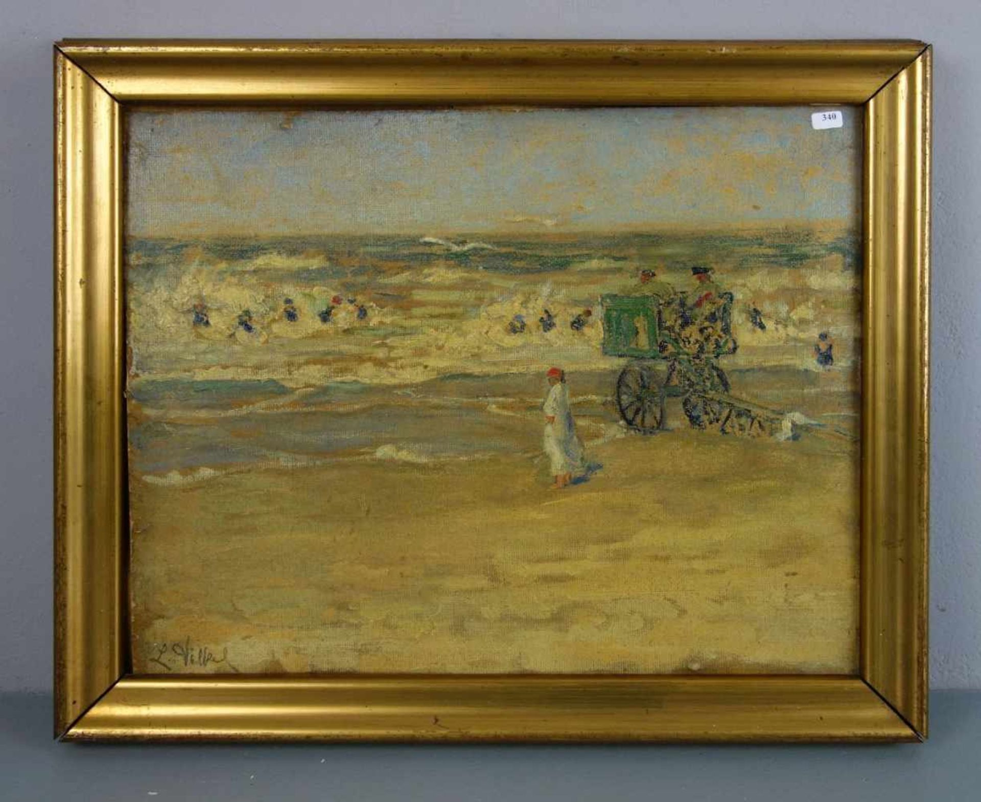 VÖLKEL, LOTTE, (19./20. Jh., Berliner Malerin), Gemälde / painting: "Strandvergnügen / Badende am