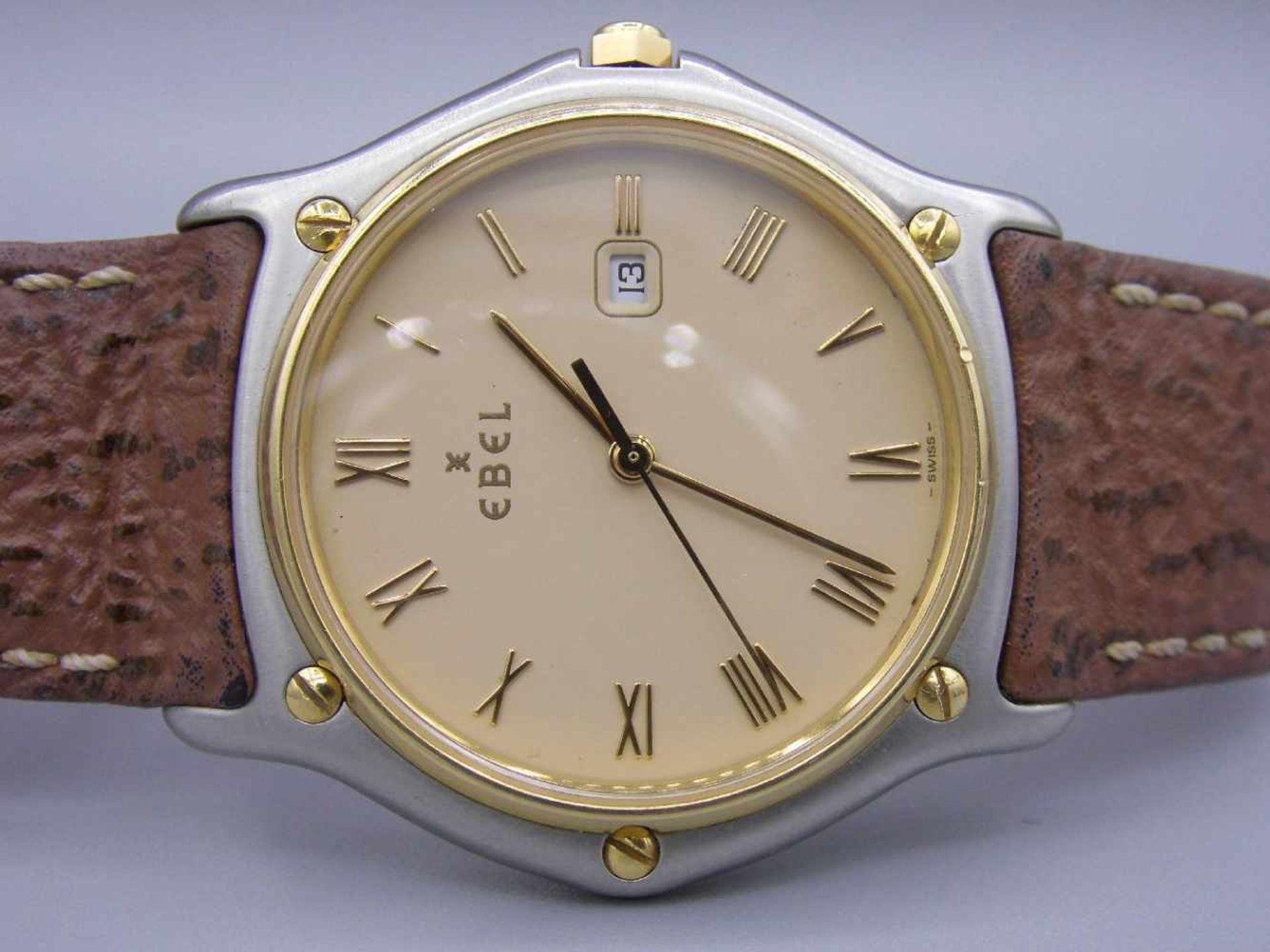 ARMBANDUHR / wristwatch, Quarz, Manufaktur Ebel SA / Schweiz. Mehreckiges Edelstahlgehäuse mit - Bild 3 aus 8