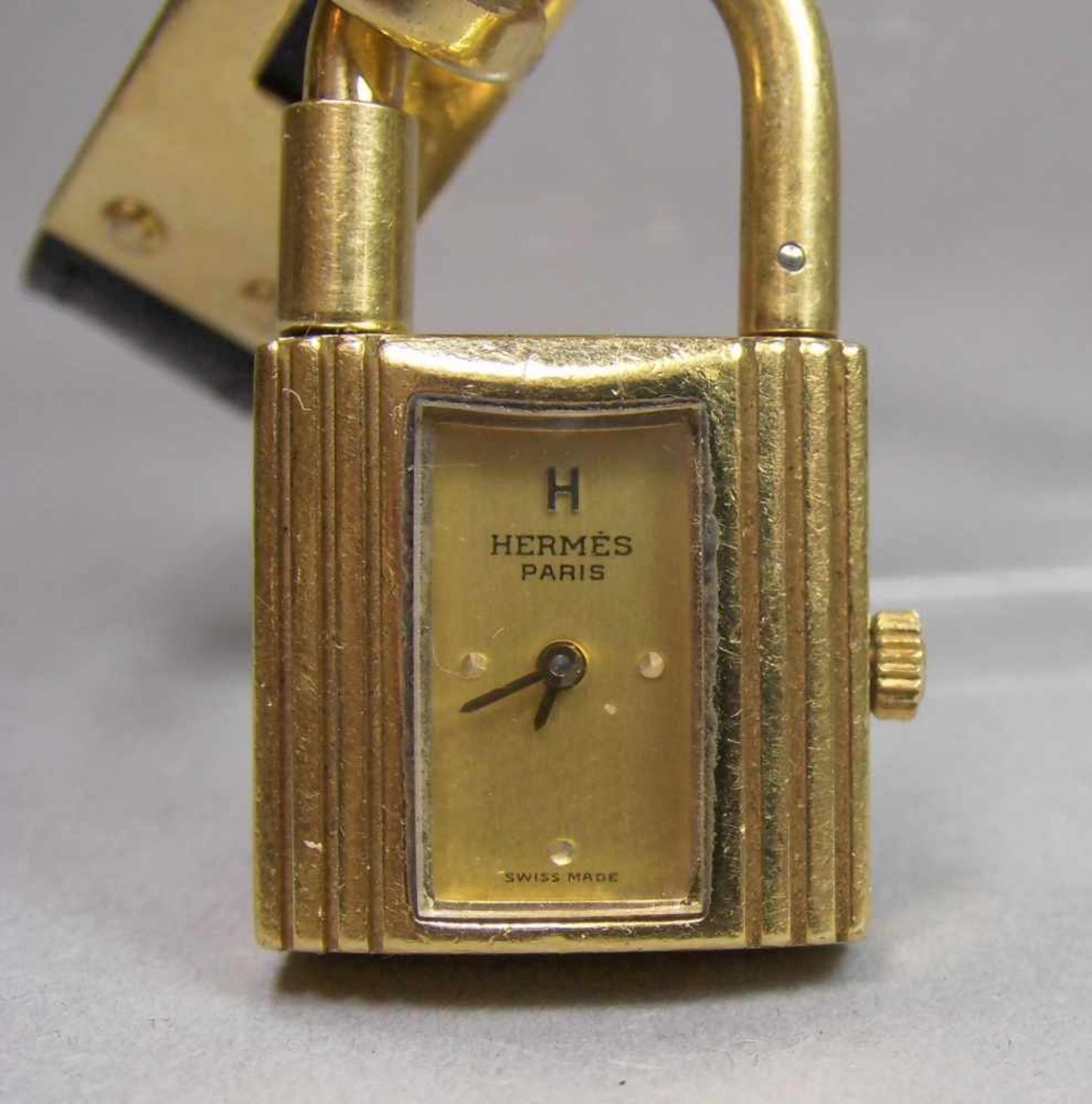 HERMES VINTAGE DAMEN-ARMBANDUHR "KELLY WATCH" / wristwatch, mit originalem Hermes Lederarmband. - Bild 2 aus 6