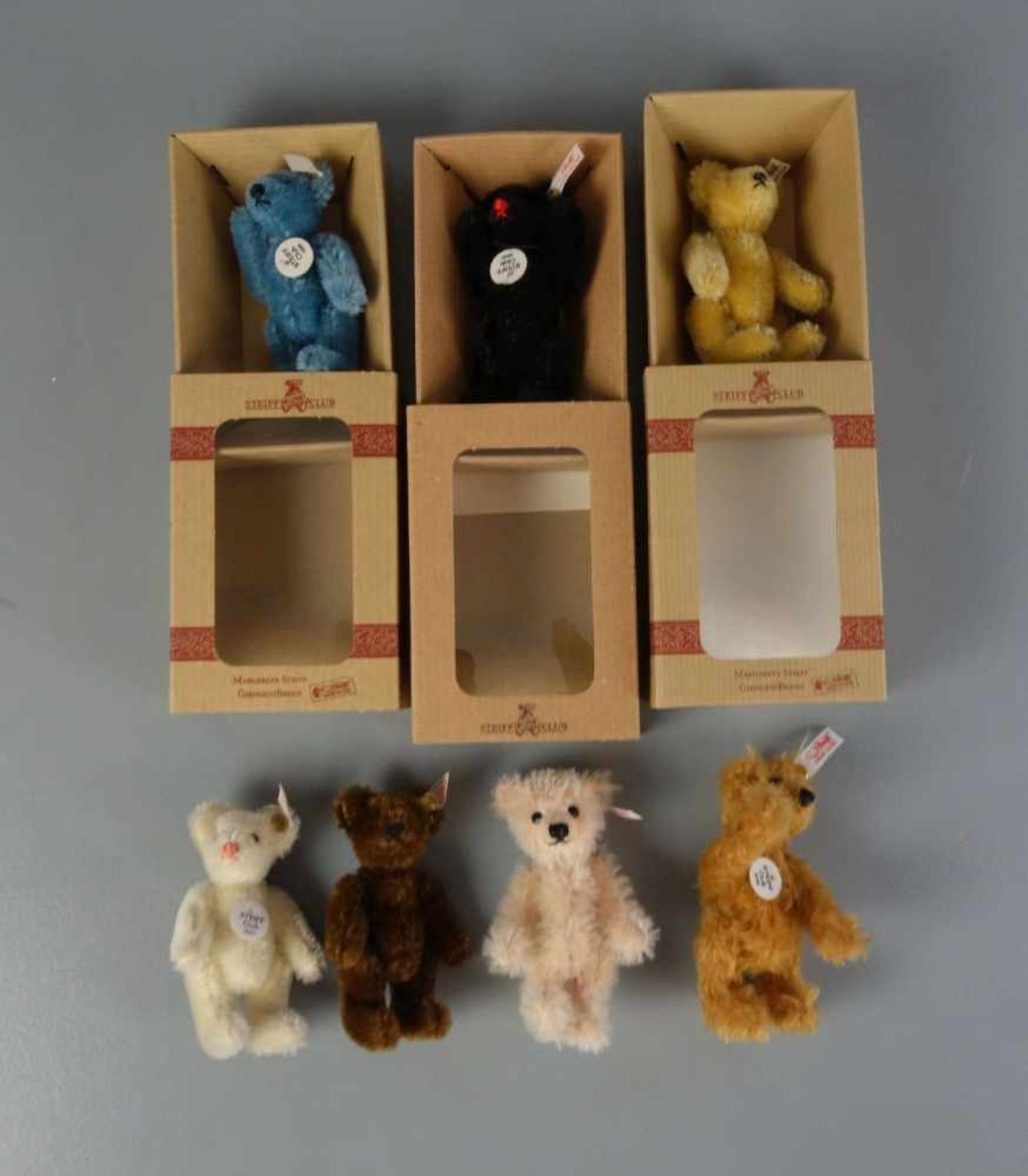 KONVOLUT PLÜSCHTIERE / MINIATURBÄREN - 7 TEDDYBÄREN / teddy bears, 20. Jh.; Manufaktur Steiff in - Bild 2 aus 3