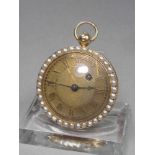 GOLDENE SPINDELTASCHENUHR / golden pocket watch, 585er bicolor Gold (mit Säure getestet) und mit