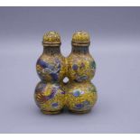 CLOISONNÉ - SNUFFBOTTLE / DOPPEL-SCHNUPFTABAKBEHÄLTER, China, Emaille über Messing. Doppel-