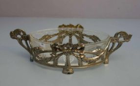 JUGENDSTIL - JARDINIERE / art nouveau jardiniere / flower bowl, versilbertes Metall und Glas, um