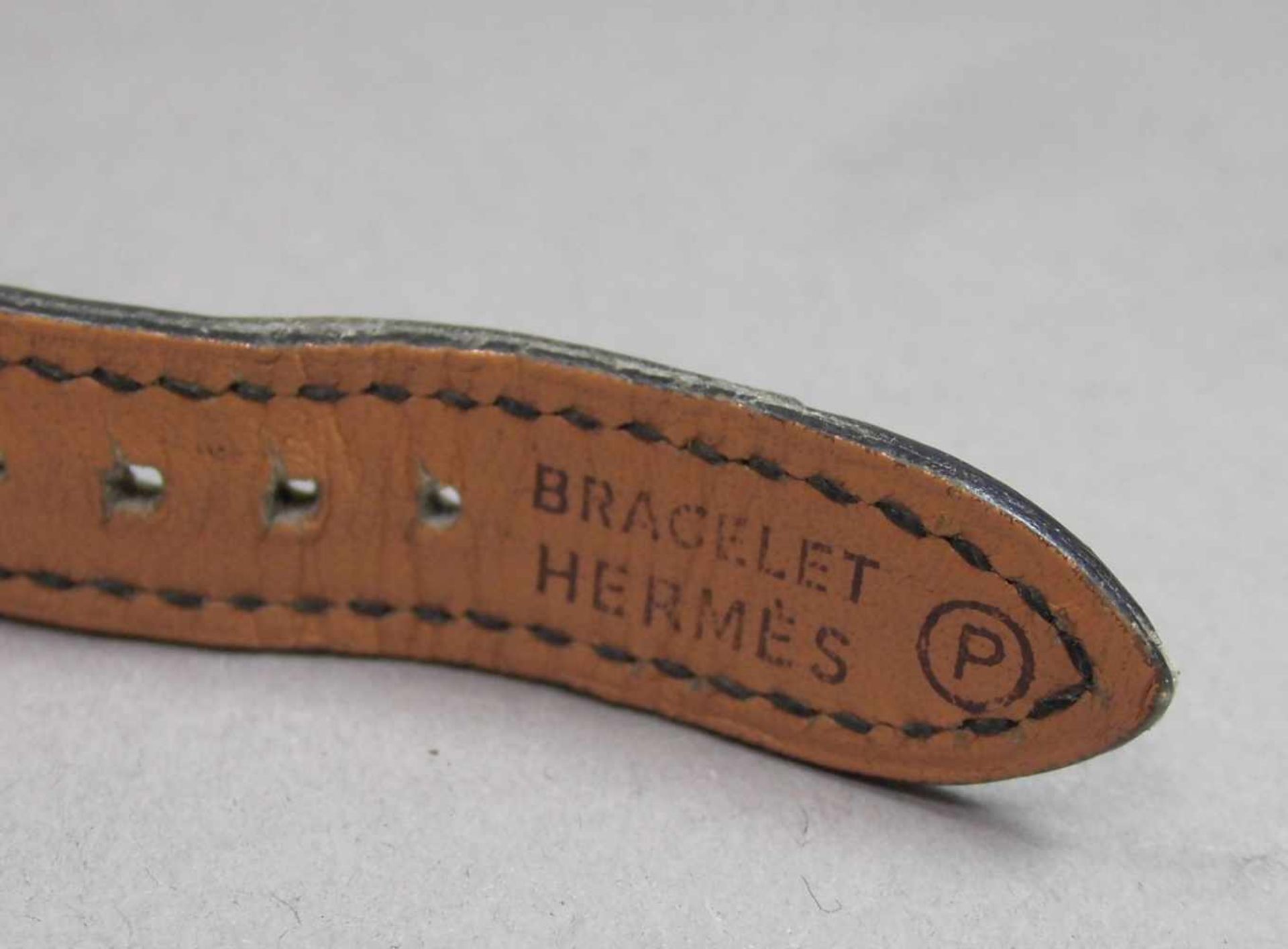 HERMES VINTAGE DAMEN-ARMBANDUHR "KELLY WATCH" / wristwatch, mit originalem Hermes Lederarmband. - Bild 3 aus 6