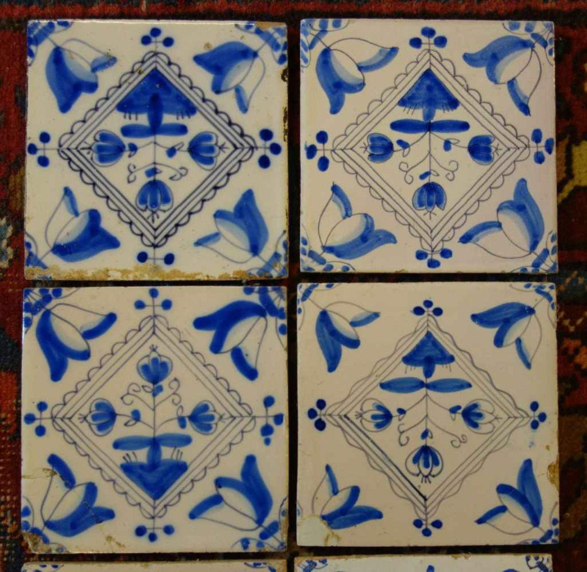 KONVOLUT VON 6 HOLLÄNDISCHEN FLIESEN / sog. DELFTER FLIESEN / DELFTER KACHELN / delft tiles, wohl - Bild 2 aus 6