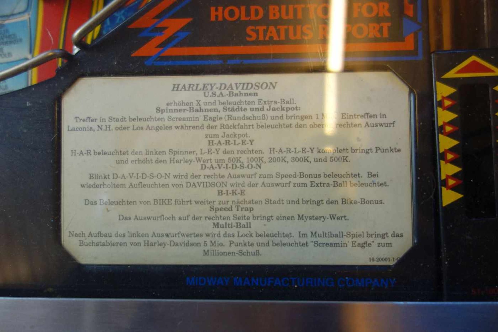 FLIPPERAUTOMAT / FLIPPER BALLY "HARLEY DAVIDSON" / pinball, aus dem Jahre 1991, Manufaktur Bally. - Bild 13 aus 14