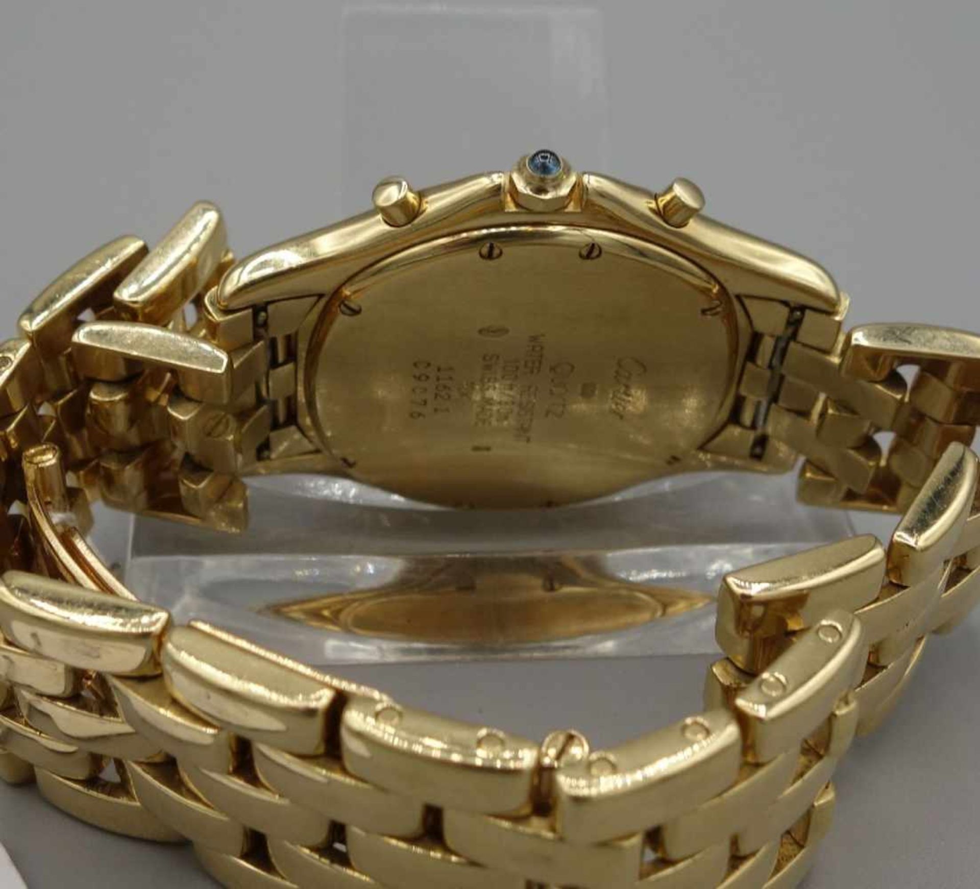 GOLDENE ARMBANDUHR / CHRONOGRAPH - CARTIER COUGAR / wristwatch, Quarz-Uhr, Manufaktur Cartier SA / - Bild 6 aus 7
