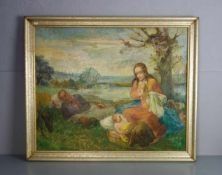 HERGARDEN, BERNHARD (Geldern 1880-1966 Düsseldorf), Gemälde / painting: "Die Heilige Familie auf der