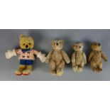 PLÜSCHTIERE / PLÜSCHFIGUREN : 4 Teddybären / Teddys / four teddy bears, unterschiedliche Alter und