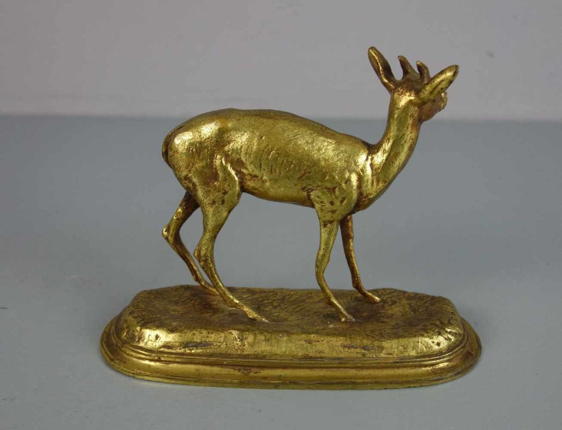 LEONARD. A. (Bildhauer des 19. /20. Jh.), Skulptur / sculpture: "Gazelle", Gelbguss / Messing, - Bild 3 aus 4