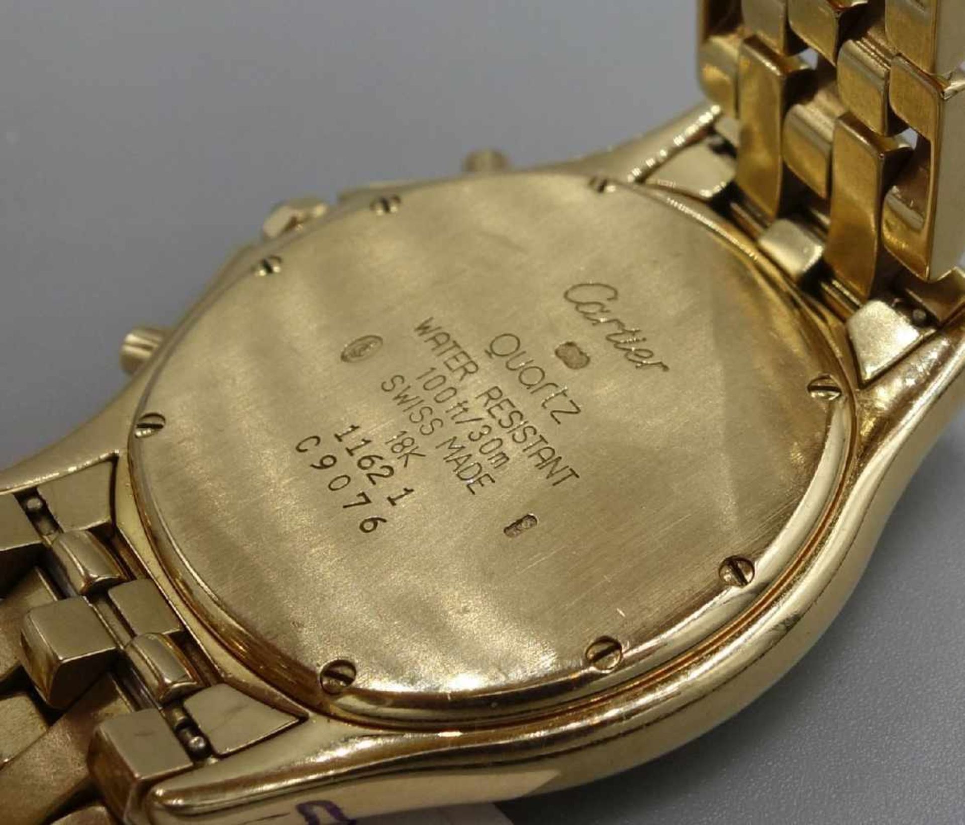 GOLDENE ARMBANDUHR / CHRONOGRAPH - CARTIER COUGAR / wristwatch, Quarz-Uhr, Manufaktur Cartier SA / - Bild 7 aus 7