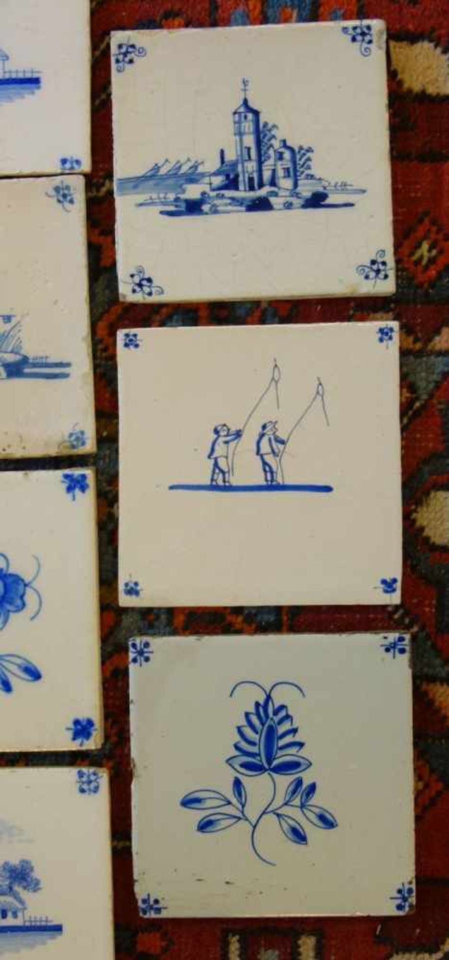 KONVOLUT VON 15 HOLLÄNDISCHEN FLIESEN / sog. DELFTER FLIESEN / DELFTER KACHELN / delft tiles, 19. - Bild 4 aus 9