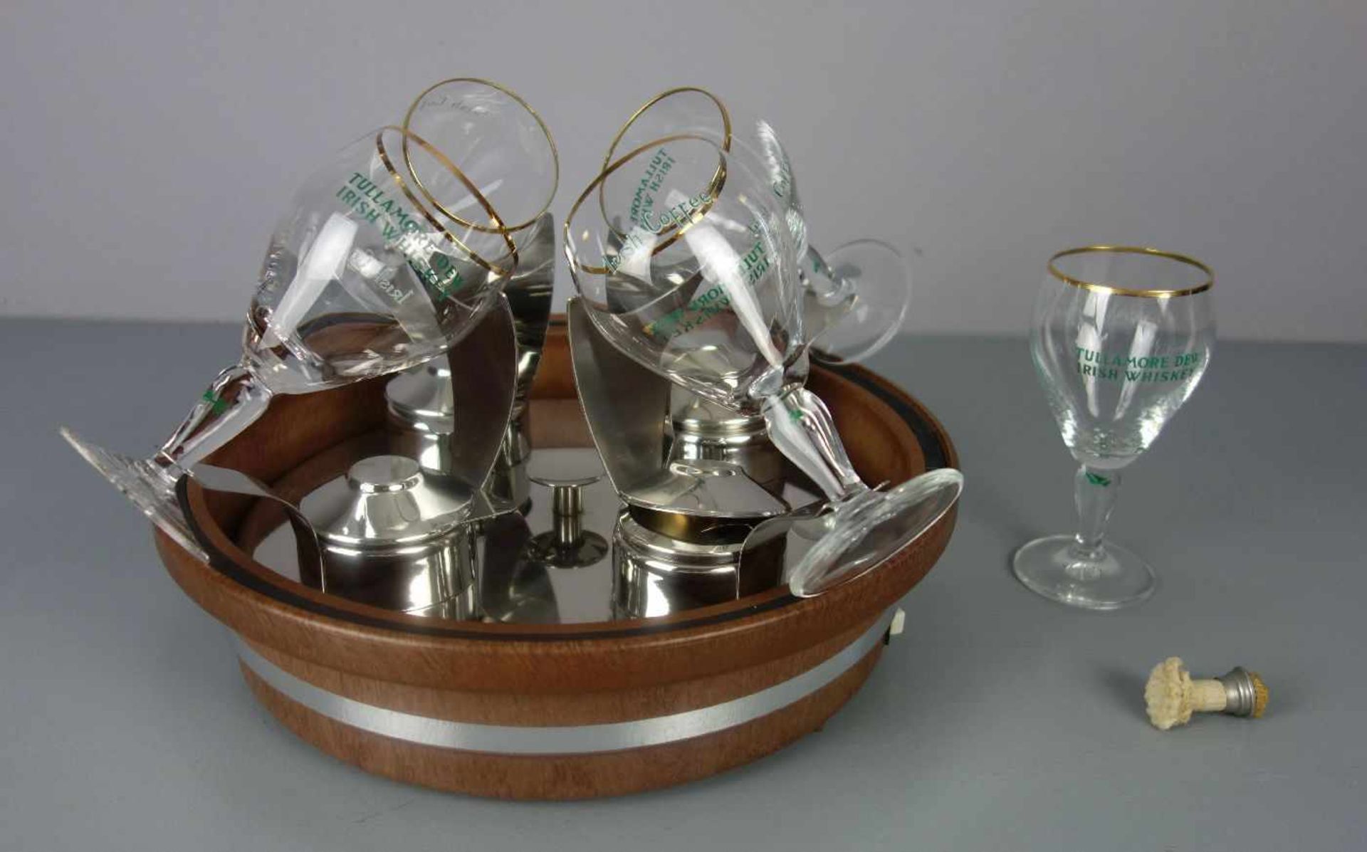 IRISH COFFEE SET mit 5 Gläsern und batteriebetriebenem Karussell mit Brennern zum Vorwärmen der