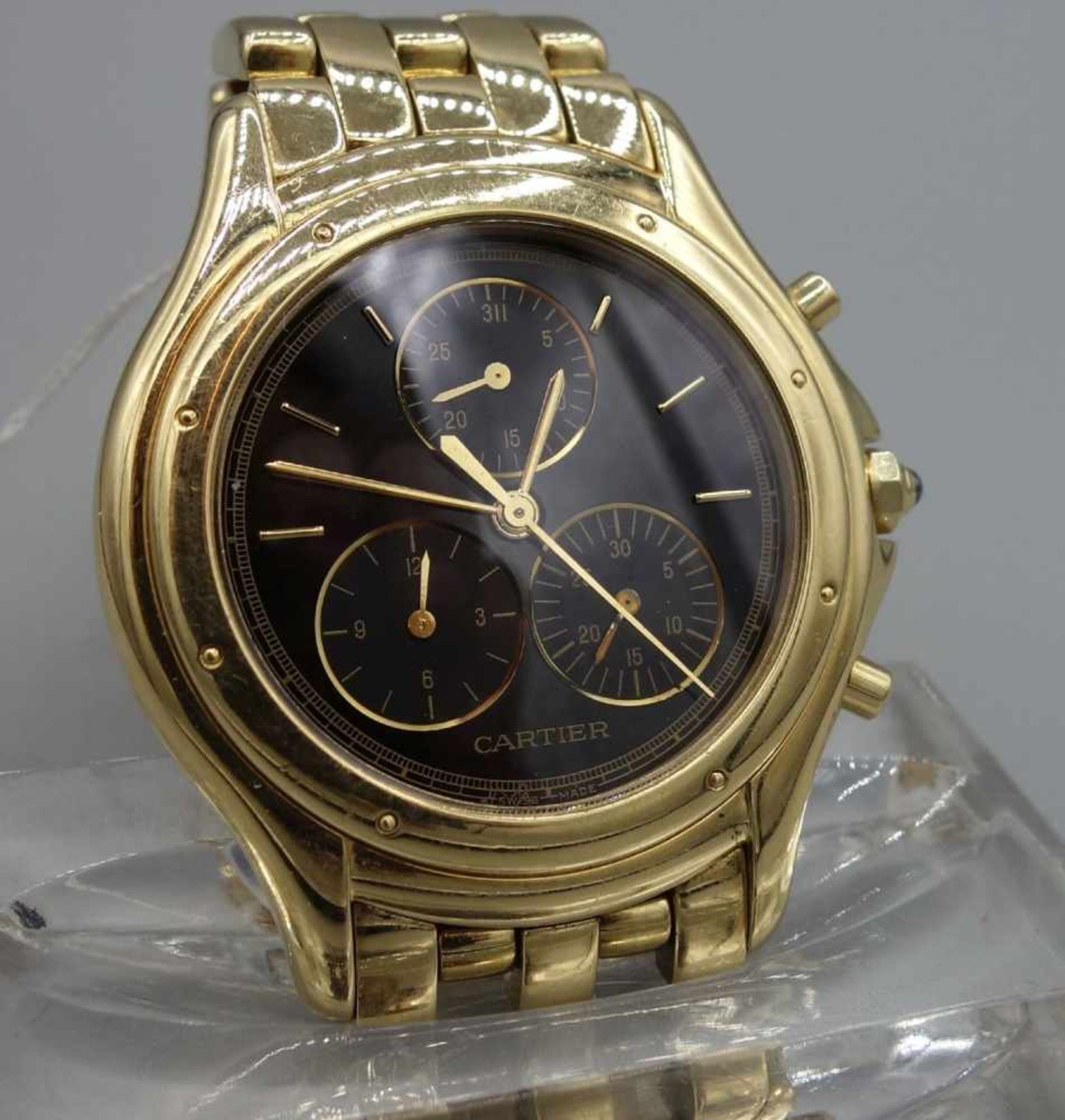 GOLDENE ARMBANDUHR / CHRONOGRAPH - CARTIER COUGAR / wristwatch, Quarz-Uhr, Manufaktur Cartier SA / - Bild 2 aus 7