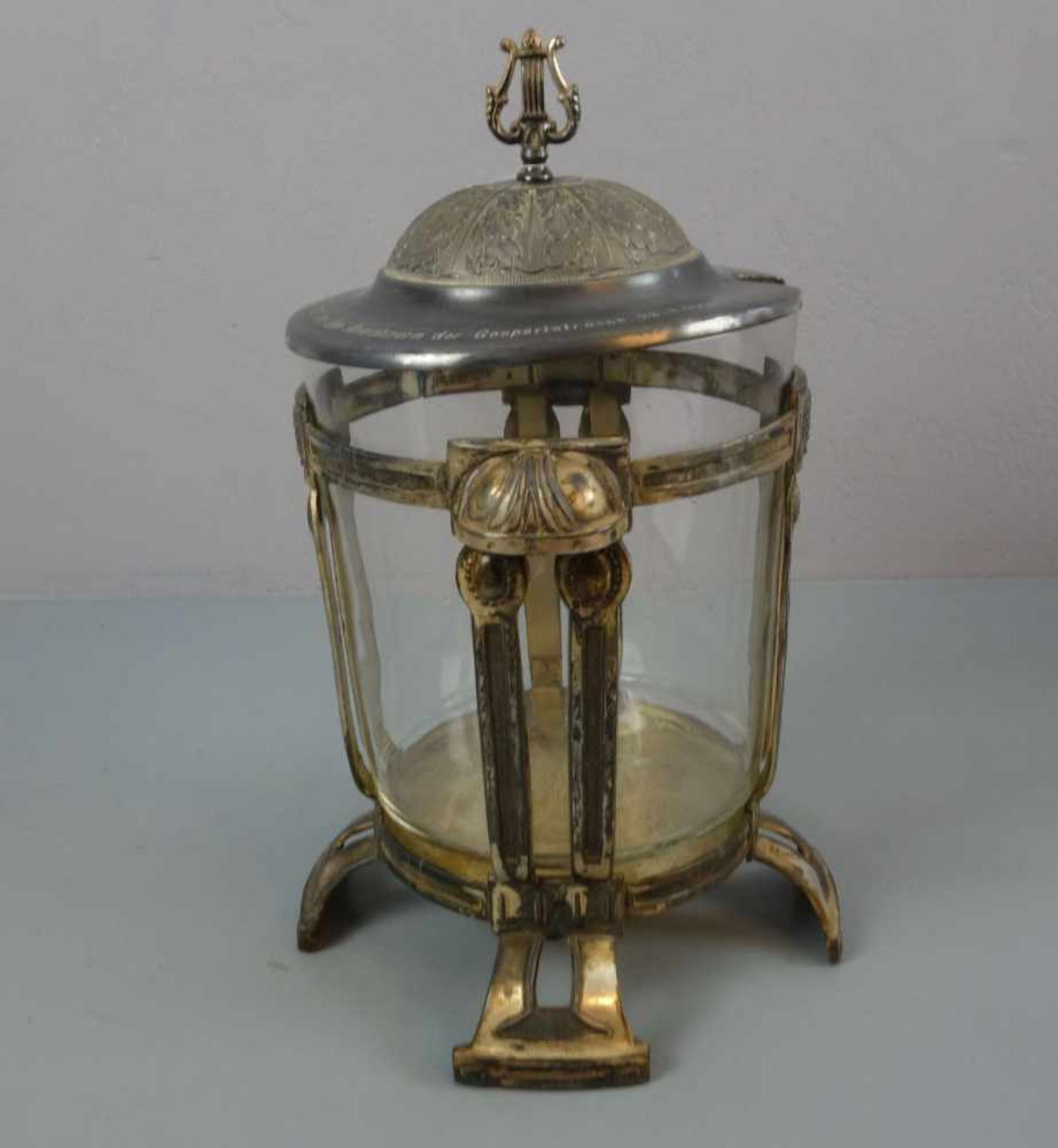 JUGENDSTIL - BOWLE MIT SCHÖPFLÖFFEL / art nouveau punchbowl and ladle, Zink, patiniert, dekoriert - Bild 4 aus 4