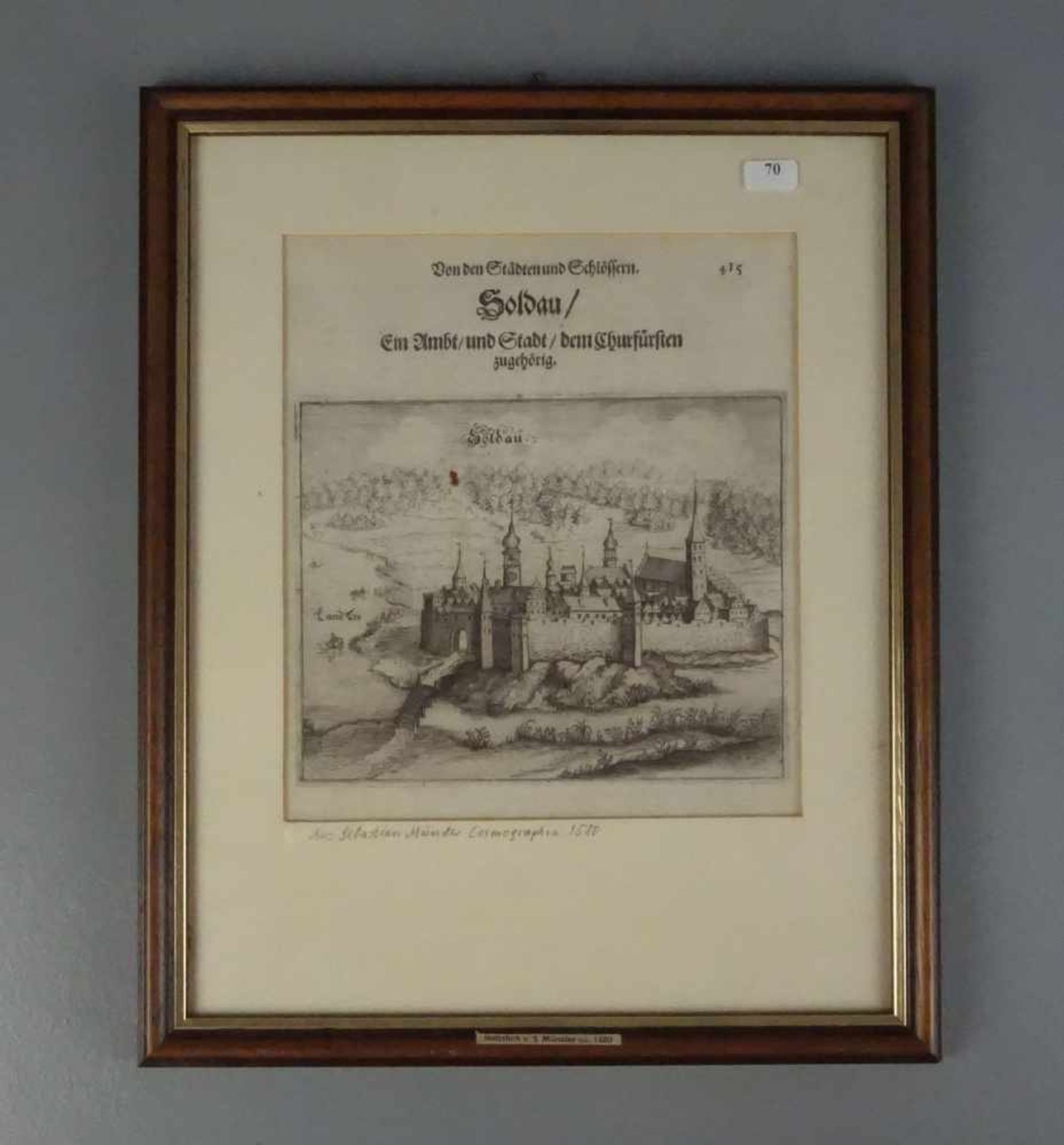 HOLZSTICH / woodcut "SOLDAU" / historische Vedute der Stadt Soltau, "Von den Städten und