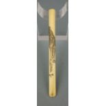 ZIGARETTENSPITZE MIT PANTHER - MOTIV / ivory cigarette holder with a black panther, Elfenbein,