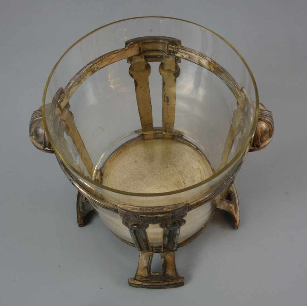 JUGENDSTIL - BOWLE MIT SCHÖPFLÖFFEL / art nouveau punchbowl and ladle, Zink, patiniert, dekoriert - Image 3 of 4