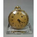 GOLDENE SPINDELTASCHENUHR / golden pocket watch, 585er bicolor Gold (mit Säure getestet) und mit