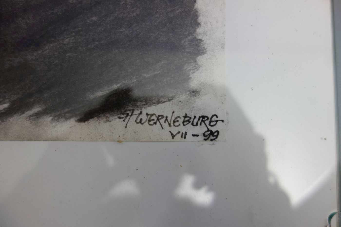 WERNEBURG, ST. (20./21. Jh.), Kohlezeichnung / drawing: "Porträt Konrad Adenauer", Kohle auf - Image 2 of 3