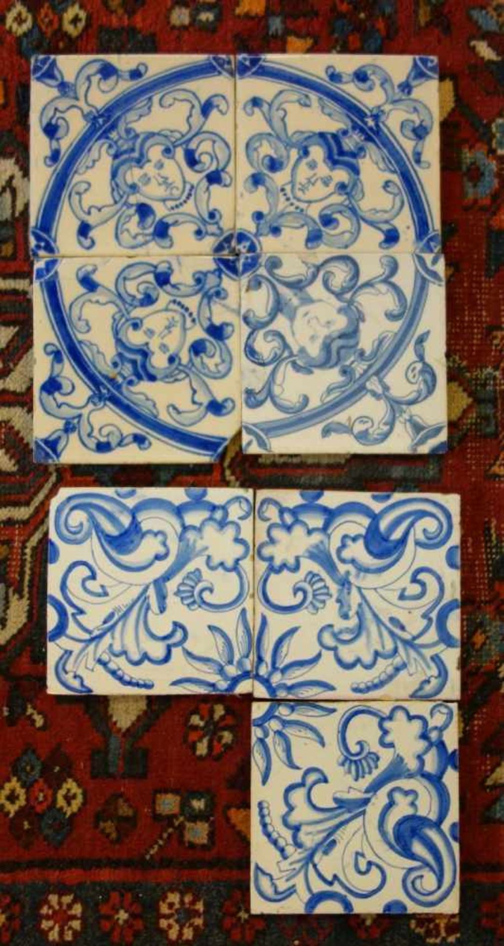 KONVOLUT VON 7 HOLLÄNDISCHEN FLIESEN, sog. DELFTER FLIESEN / DELFTER KACHELN / delft tiles, 18. / - Bild 2 aus 8