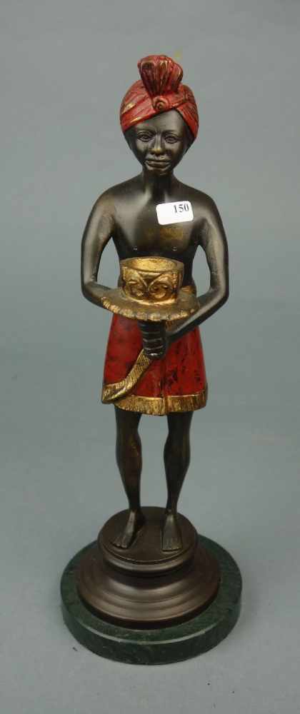 FIGÜRLICHER KERZENLEUCHTER / SKULPTUR / candle stand: "Mohr", 20. Jh., Bronzeguss auf