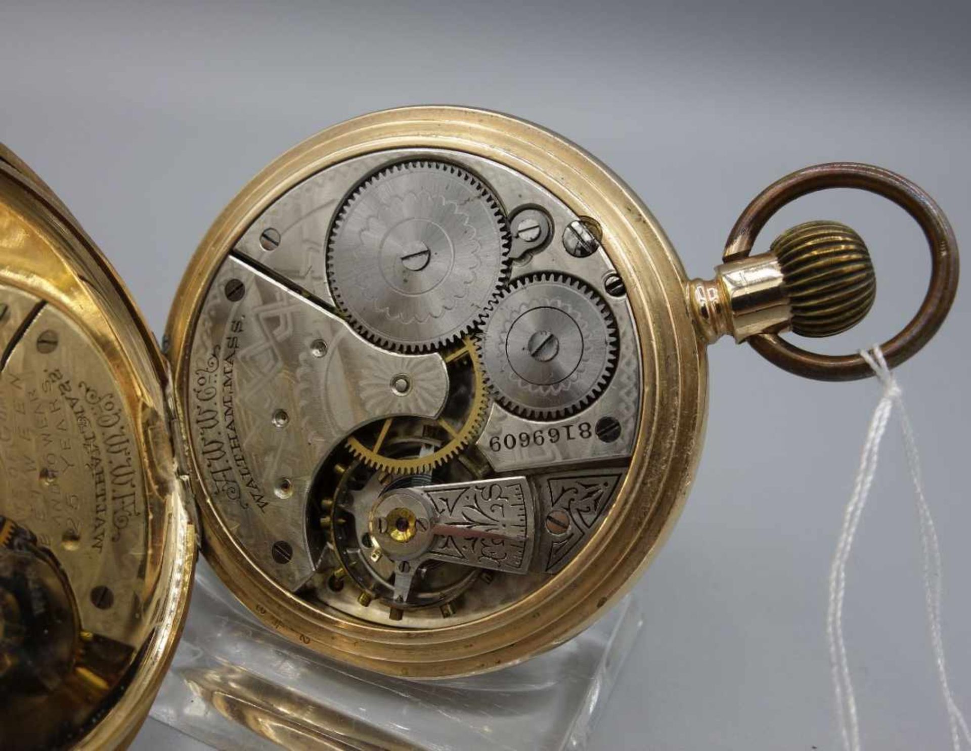 VERGOLDETE TASCHENUHR / pocket watch, USA, 1. H. 20. Jh., Manufaktur Waltham Watch & Co. - Bild 8 aus 8